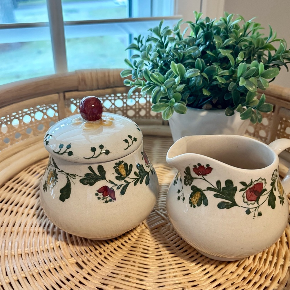 Vintage Johnson Brothers “Gretchen” pattern cream & sugar set